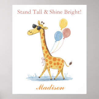 Playful Giraffe - Nursery Cute Doodle Animal  Poster