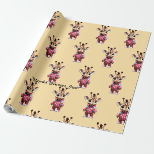 "Playful Giraffe Stroll" Wrapping Paper