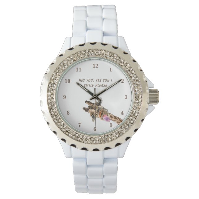 Playful Giraffe Tongue Out Watch Smile - Your Text (Front)
