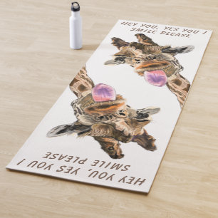 Playful Giraffe Tongue Out Yoga Mat Gift Fun