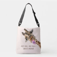 Playful Giraffe with Tongue Out Crossbody Bag
