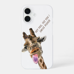 Playful Giraffe with Tongue Out Funny iPhone 16 Case