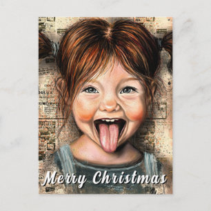 Playful Girl Funny Christmas Card