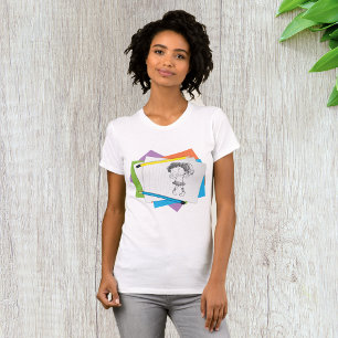 Playful Girl Sketch Drawing with Colourful Pencils T-Shirt