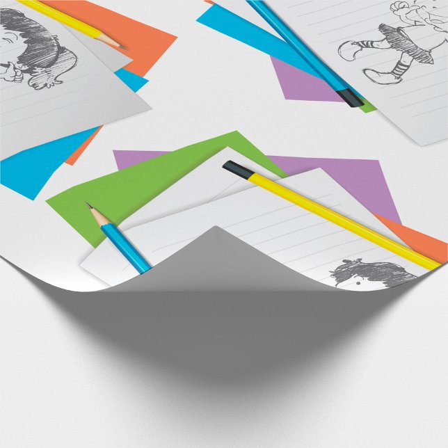 Playful Girl Sketch Drawing with Colourful Pencils Wrapping Paper (Creator Uploaded)