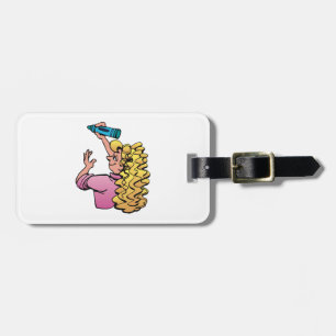 Playful Girl with Crayon Luggage Tag