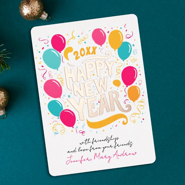 Playful Glam New Year Colourful Balloons Typograph (Creator Uploaded)