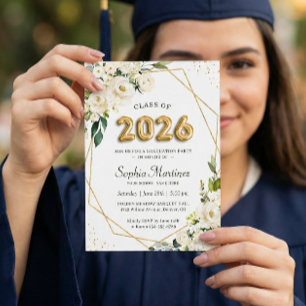 Playful Gold Balloon Lettering 2026 Graduation Invitation