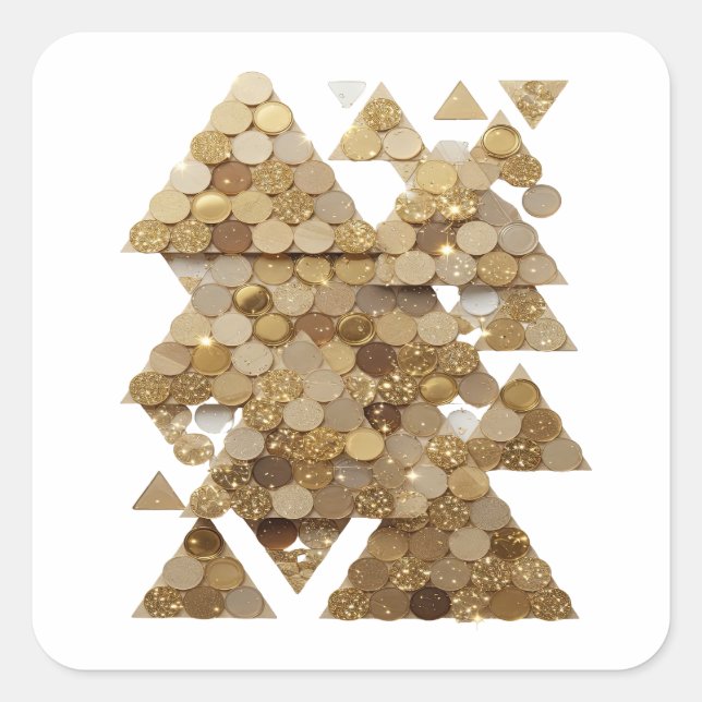 Playful Gold GOLDEN TREE Decal Design Square Sticker (Front)