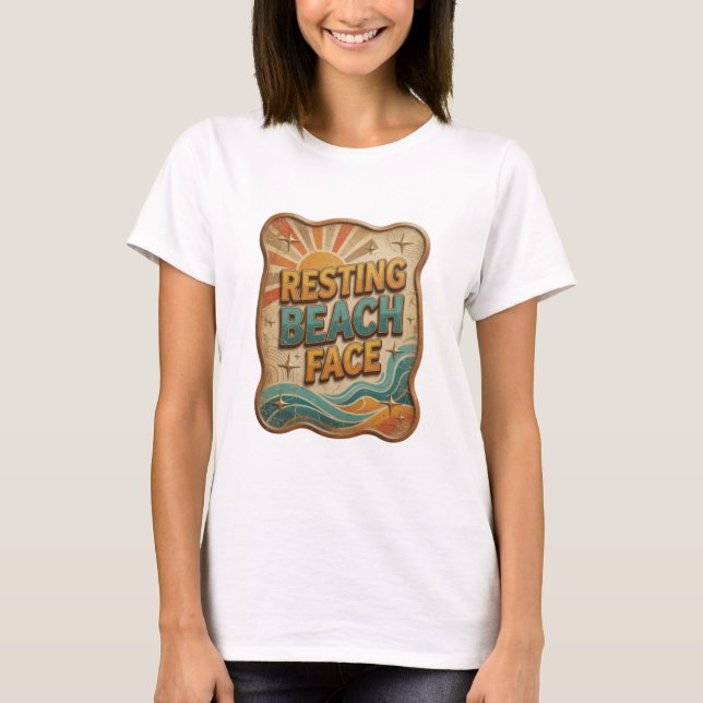 Playful Gold RESTING BEACH FACE Shirt Design (Front)