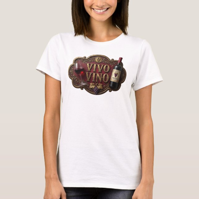 Playful Gold VIVO VINO Statement Tee (Front)