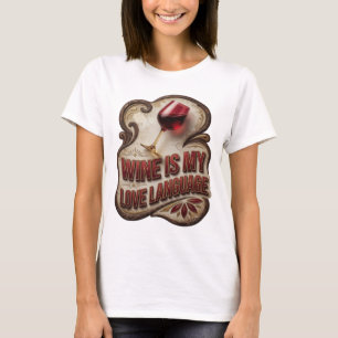 Playful Gold WINE IS MY LOVE LANGUAGE Slogan Tee