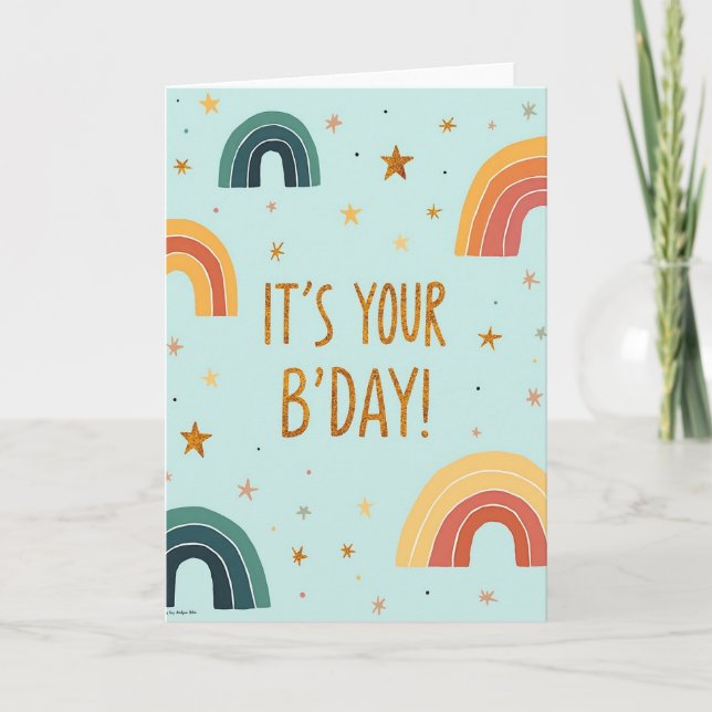 Playful Golden Birthday Card (Front)
