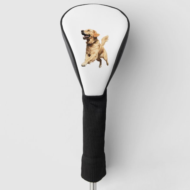 Playful Golden Retriever Puppy - Cheerful Pet Illu Golf Head Cover (Front)