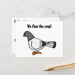 Playful Gray Pigeon Cartoon New Address Postcard