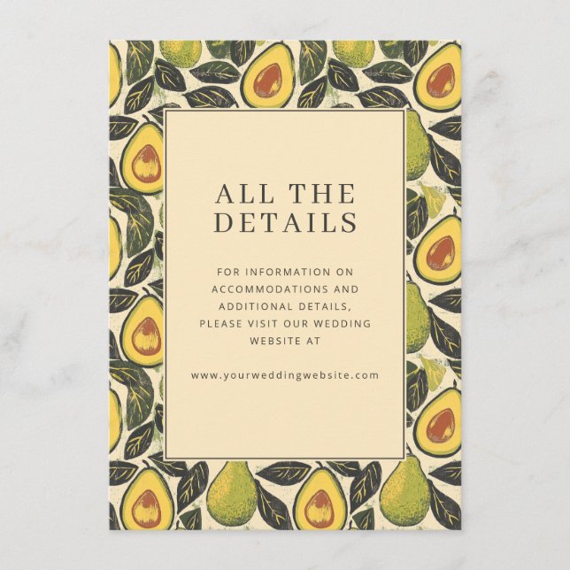 Playful Green Avocado Illustration Enclosure Card (Front)