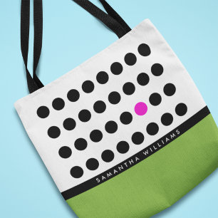 Playful Green Black Polka Dots Personalised Tote Bag