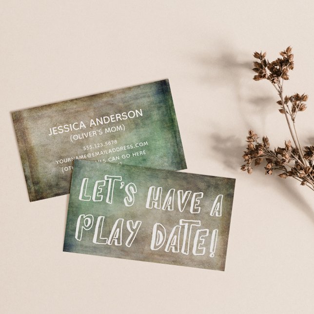 Playful Green Brown Grunge Mummy Play Date Card (Creator Uploaded)