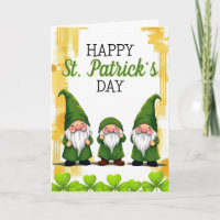 Playful Green Gnomes Shamrocks St Patrick's Day