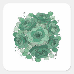 Playful Green GREEN ROSES Sticker Design