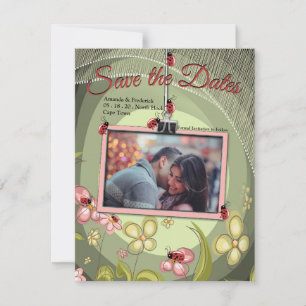 Playful Green & Lady-bird Save The Date