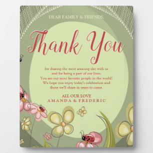 Playful Green & Lady-bird Thank You Plaque