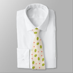 Playful Green Olives, Hearts, & Initials Pattern Tie