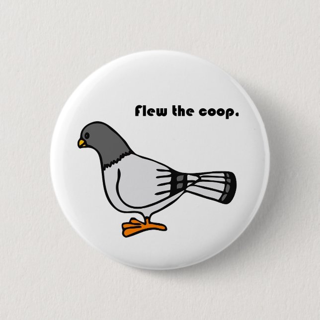 Playful Grey Pigeon Cartoon New Travels or Address 6 Cm Round Badge (Front)