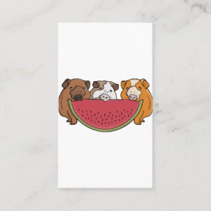 Playful Guinea Pigs and Watermelon Illustration Business Card
