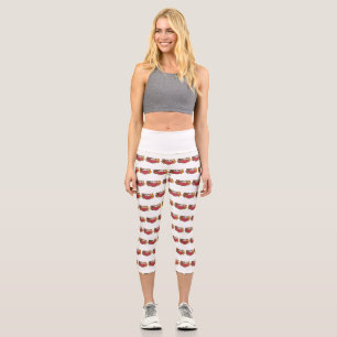 Playful Guinea Pigs and Watermelon Illustration Capri Leggings