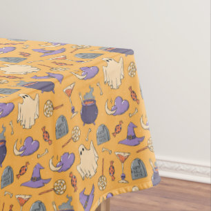 Playful Halloween Ghosts and Witches Pattern Tablecloth