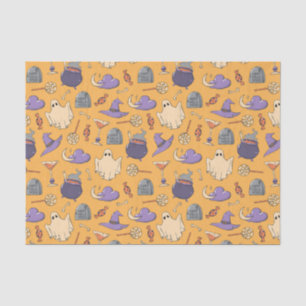 Playful Halloween Ghosts and Witches Pattern Tissue Paper