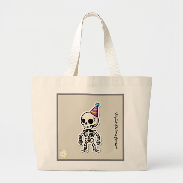 "Playful Halloween Illustration" Large Tote Bag (Front)