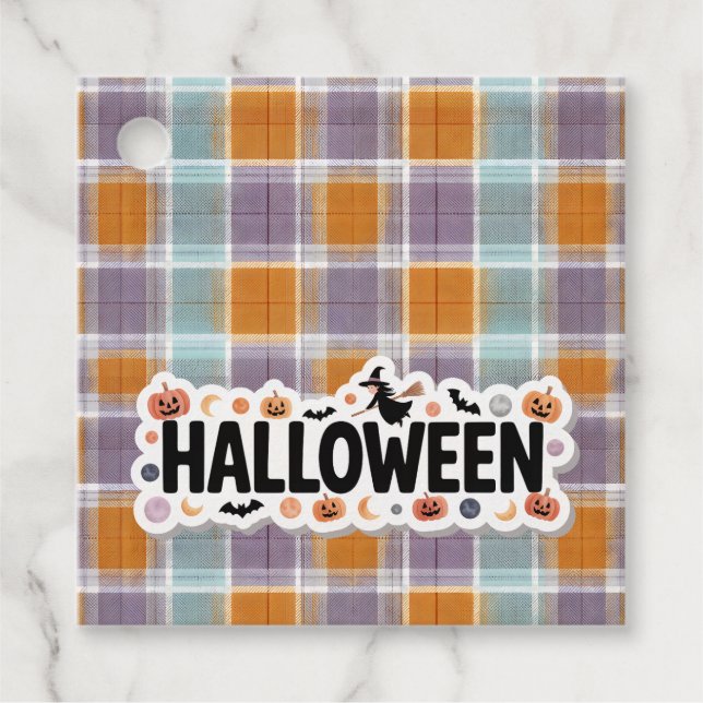 Playful Halloween Plaid Favour Tags (Front)