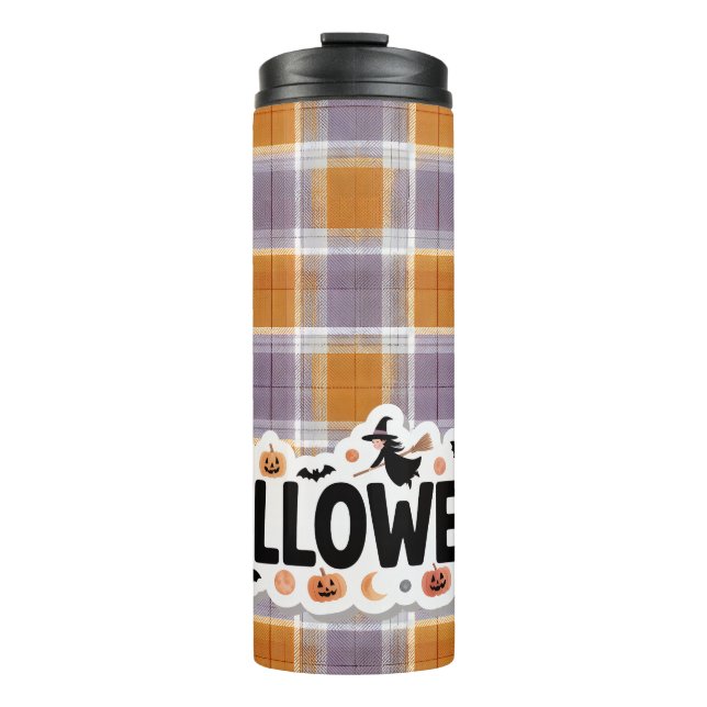 Playful Halloween Plaid Thermal Tumbler (Front)