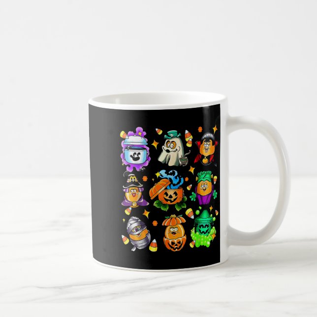 Playful Halloween Snack Bucket Art For Food Lovers Coffee Mug (Right)