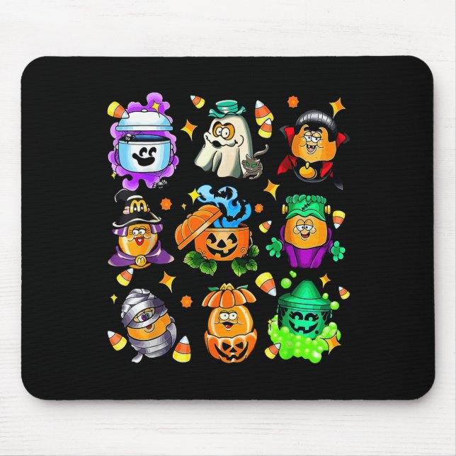 Playful Halloween Snack Bucket Art For Food Lovers Mouse Mat (Front)