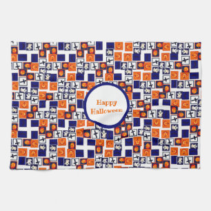 playful Halloween-themed pattern Tea Towel