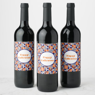 playful Halloween-themed pattern Wine Label