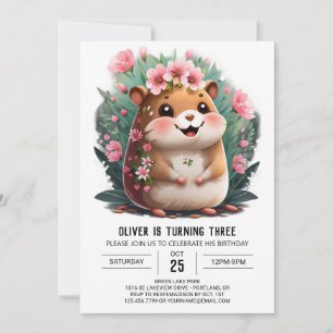 Playful Hamster Kids Editable Birthday Invitation