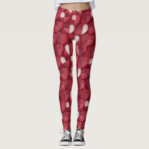 Playful Hand-Drawn Valentine Hearts Pattern (12) Leggings