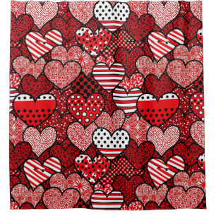 Playful Hand-Drawn Valentine Hearts Pattern (14) Shower Curtain