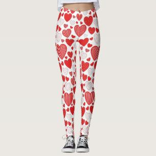 Playful Hand-Drawn Valentine Hearts Pattern (6) Leggings