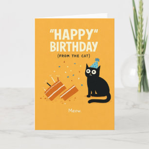Playful Happy Birthday Card Cute Whimsical Cat