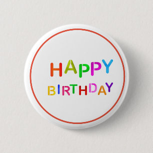 Playful Happy Birthday Text 6 Cm Round Badge