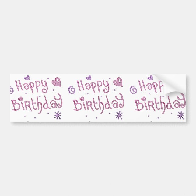 Playful Happy Birthday Text Bumper Sticker (Front)