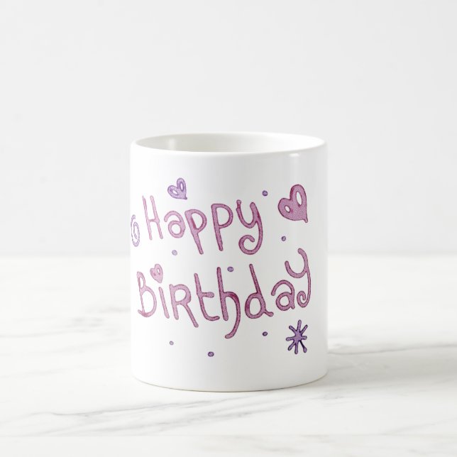 Playful Happy Birthday Text Coffee Mug (Center)