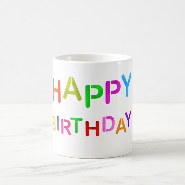 Playful Happy Birthday Text Coffee Mug (Center)