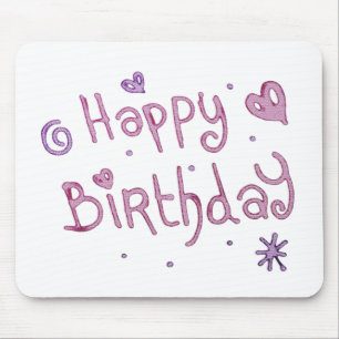 Playful Happy Birthday Text Mouse Mat