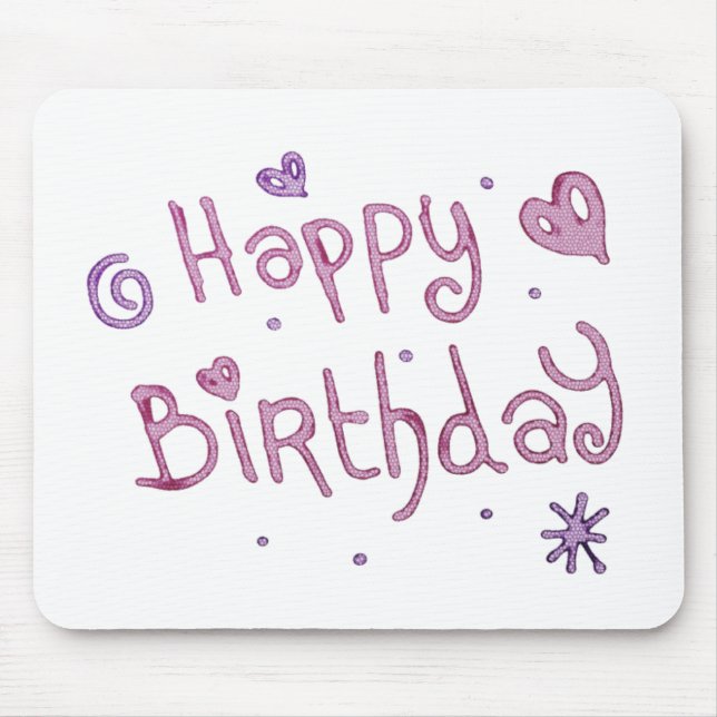 Playful Happy Birthday Text Mouse Mat (Front)